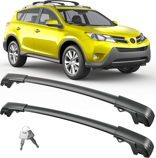 FengYu 300lb Lockable Roof Rack Cross Bars Compatible with Toyota Rav4 2013 2014 2015 2016 2017 2018, Heavy Duty Aluminum Roof Rails Crossbars Cargo Bars Canoe Rooftop Black Carrier Luggage