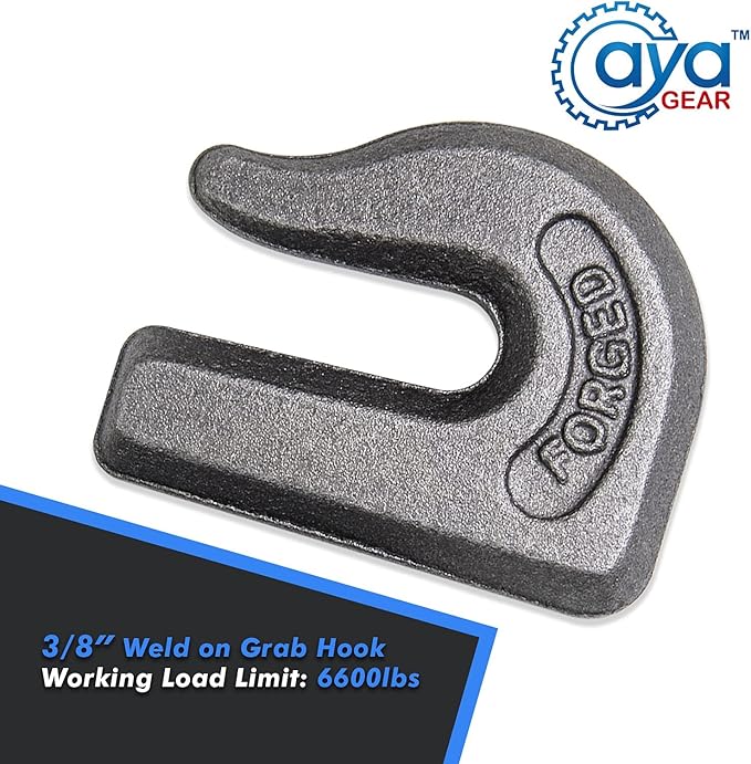 Weld-on Grab Chain Hook 3/8-in Heavy Duty Tow Hook G70 Forged Steel Tractor Hook Weldable for Car, Truck,SUV, RV,UTV,Tractors (2Pcs)