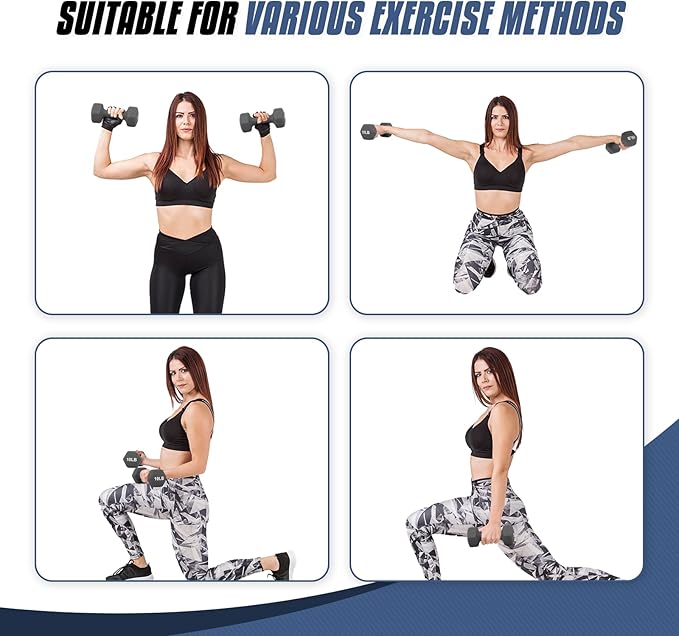 MADOG Dumbbell Set, Anti-Slip Neoprene Coated Hexagon Hand Weights for Home Gym Equipment Workouts Strength Training