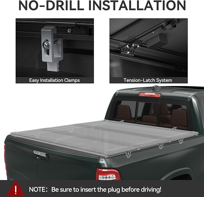 AUTOSAVER88 Low-Profile Hard Tri Fold Truck Bed Tonneau Cover Fit for Ram 1500 New Body Style 2019-2026 with 5.7ft Bed Without Rambox