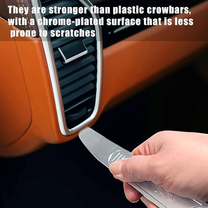 HZMM 4140 Pry Tool, Mini Pry Bar Trim Removal Tool, Automotive Panel Removal Tool Kit for Interior Door & Car Trim, Pocket Pry Bar for Auto Trim, Metal Pry Tool for Door Panel & Window Screen Removal