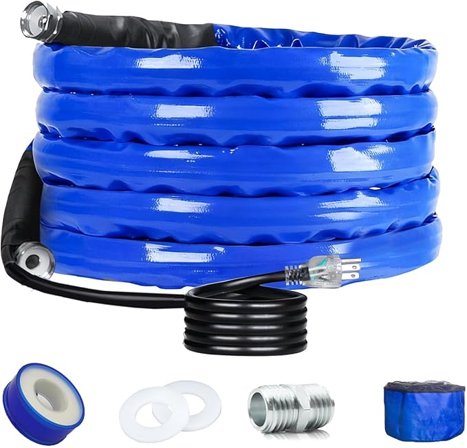 12FT Heated Rv Water Hose Camper Water Drinking Water Safe Garden Hose -45 ℉ With Electrically Heated, Lead And Bpa Free, 3/4" Adapter, Led Plug, For Rv Camper/Home Winter Accessoriesose