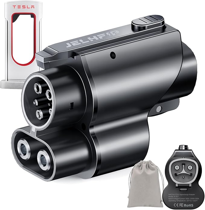 Tesla to CCS Adapter NACS DC Adapter Max 250KW 500A 1000V Fast Charge Electric Vehicle NACS to CCS Charging Adapter Fit for All Ford,Rivians,Polestar EVs