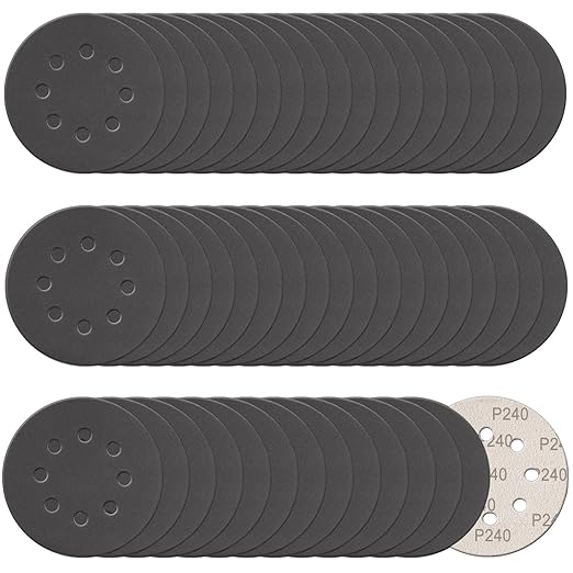 100 Pcs 5 Inch Sanding Discs Hook & Loop 8 Holes Wet Dry 240 Grit Sandpaper Silicon Carbide Sand Paper for Orbital Sander Automotive Wood Plastic Metal Polishing (100Pcs 240 Grit)