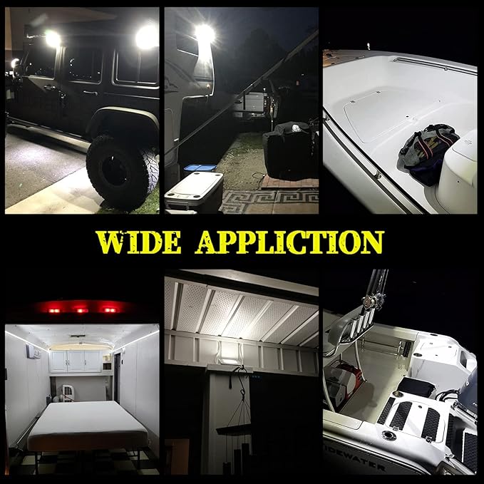 Chelhead RV Porch Light White Aluminum Base 12V DC RV Exterior Led Lighting Outside Lights Compatible with RV Camper Trailers Porches Towing 5th Wheels Utility Vehicles Boat