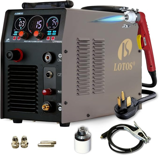 Series LTP8500 | 85A HF Pilot Arc Plasma Cutter, Drag-Cut Enabled, 1" Clean (1.5" Sever), 220V Single-Phase, LED Controls & Front Regulator, Portable Air Plasma Cutter for Fab, Auto, HVAC