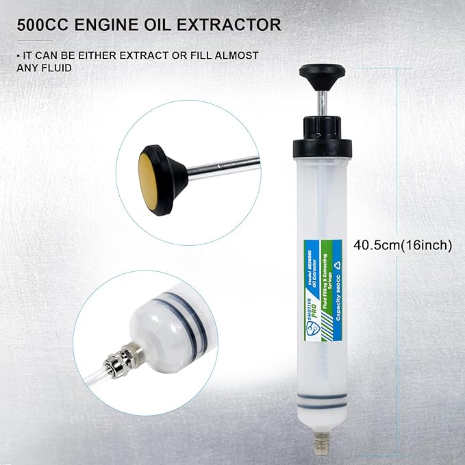 Engine Oil Extractor Pump Brake Fluid Extraction Syringe Vacuum Filling and Extracting Pump Capacity 500CC