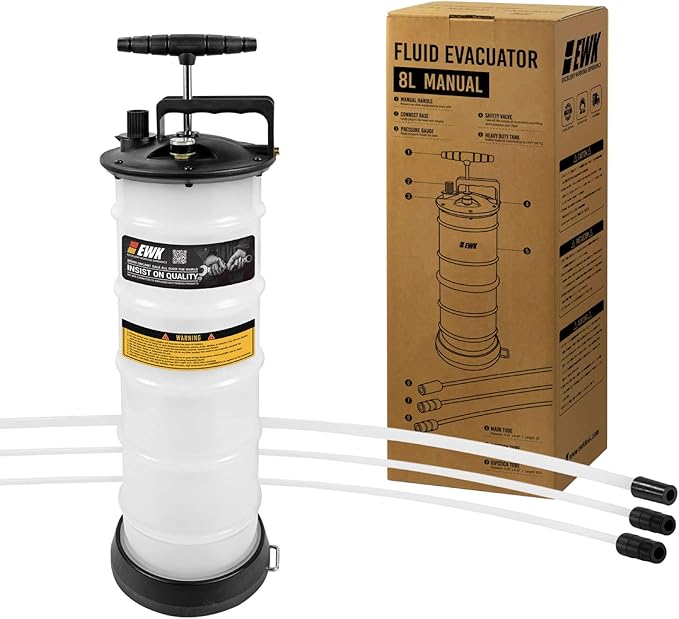 EWK 8L Heavy Duty Manual Oil Extractor Change Pump, Fluid Extractor with Reinforced Tank, Oil Change Pump for Auto Car, Boat, Motorcycle