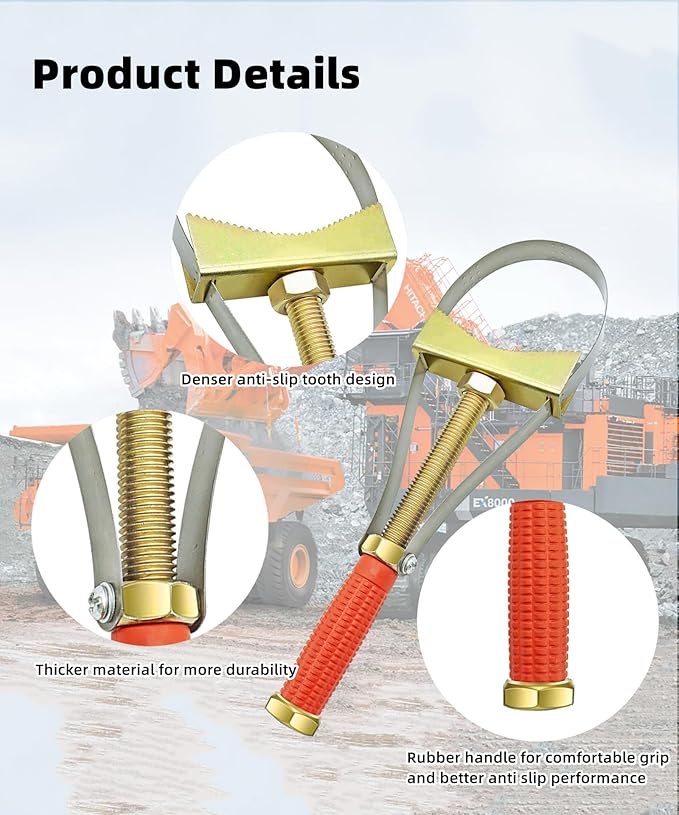 Heavy Duty Oil Filter Wrench,Adjustable Oil Filter Removal Tool,fits for larger size oil filters,fits for larger vehicles,large truck/large tractor/Excavators etc,Adjustable Strap 9-15 cm Diameter