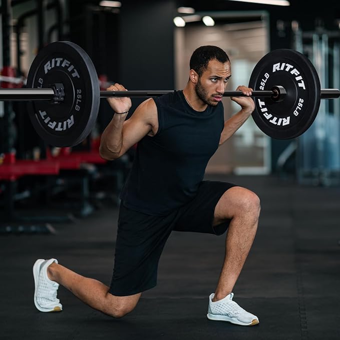 RITFIT 7FT Olympic Barbell for Strength and Weightlifting Training - 2 Inch Olympic Bar for Squat, Deadlift, Bench Press, Curl, Overhead Press - 500lbs/1000lbs/1500lbs Capacity