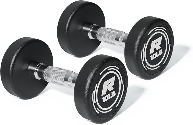 RitFit 5-250 LBS PVC Encased Round Dumbbell sets with Knurled Handle and Optional Rack, Strength Training Equipment for Home Gym