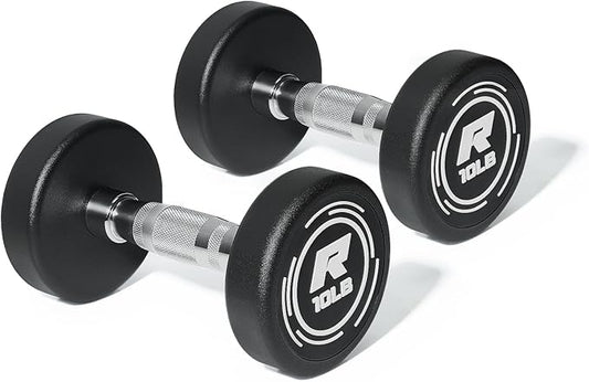RitFit 5-250 LBS PVC Encased Round Dumbbell sets with Knurled Handle and Optional Rack, Strength Training Equipment for Home Gym