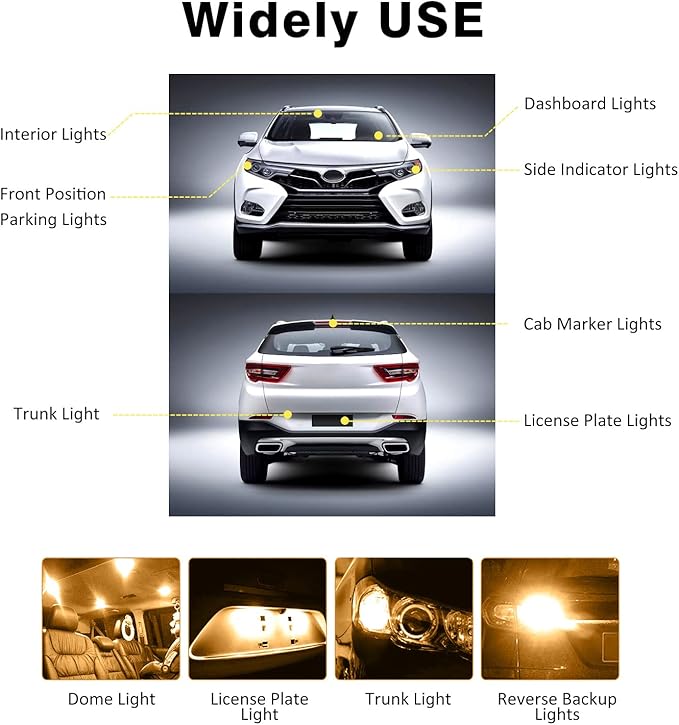 T10 921 194 168 175 LED Bulbs Warm White 20-Packs, Super Bright 3014 42-SMD Replacement 12 Volt RV Camper Trailer Boat Trunk Interior Dome Map License Lights, Backup Reverse Lights