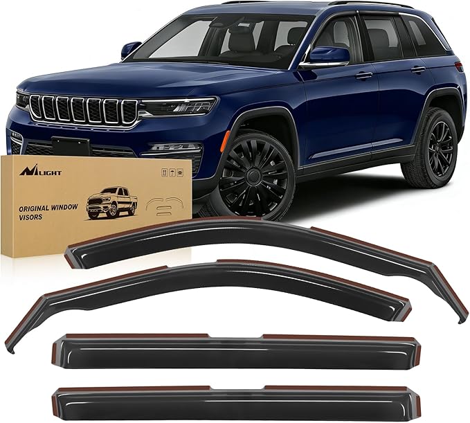 Nilight in Channel Rain Guards for Jeep Grand Cherokee L 2021 2022 2023 2024 Window Deflectors, Vent Window Visors-4PCS