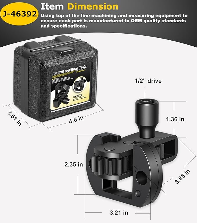 Camoo J-46392 Engine Barring Tool, Engine Turning Tool with Storage Box for Detroit Diesel DD13, DD15, DD16, MBE4000, MBE900 Alternative to J-46392 W904589046300 Flywheel Cranking Turning Tool