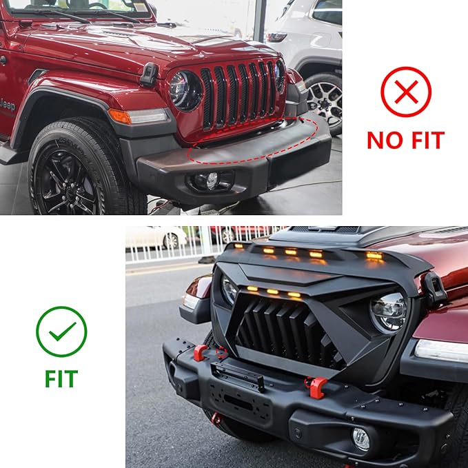Front Steel Brush Guard Fits 2019-2023 for Jeep Gladiator JT & 2018-2023 for Jeep Wrangler JL JLU Rubicon Bumper Steel Bar Grille Brush Guard