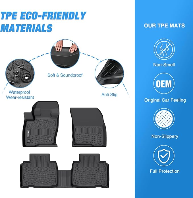 Nilight TPE Floor Mats for Ford Edge 2015 2016 2017 2018 2019 2020 2021 2022 2023 2024 2025 All Weather Custom Fit Heavy Duty Floor Liners