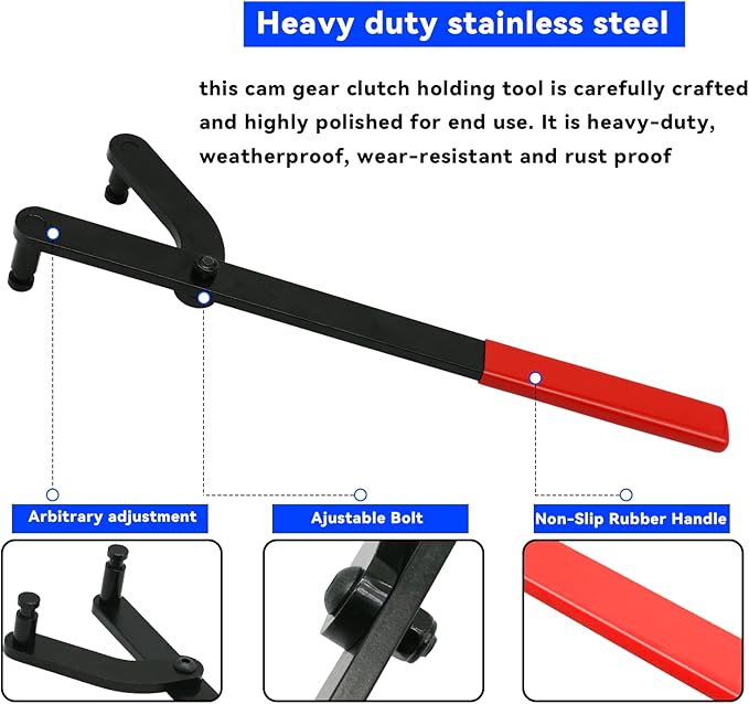 Universal Pulley Holder Camshaft Injection Pump Cam Sprocket Holding Wrench Tool Compatible with Audi, Dodge, Ford, GM, Honda,Mazda,Rover,Toyota,Volvo