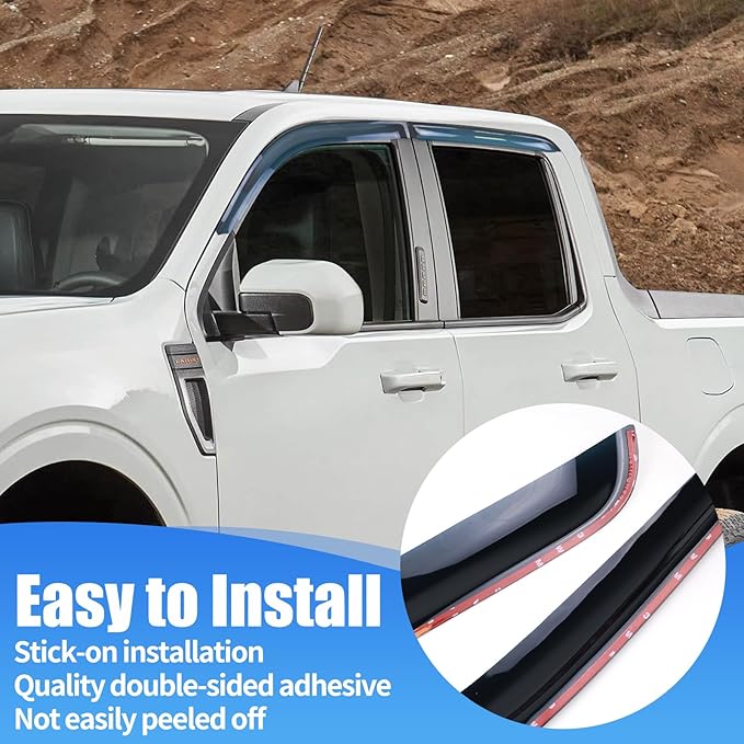 Window Visors Rain Guards Compatible with Ford Maverick XL XLT Lariat 2022 2023 2024 2025 Window Wind Deflectors Vent Shades Transparent Version