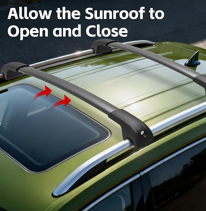 Lockable Roof Rack Crossbars Compatible with 2018-2026 Volkswagen Tiguan, 2022-2026 VW Taos & 2024-2026 Subaru Crosstrek Wilderness, 300lbs Capacity Aluminum