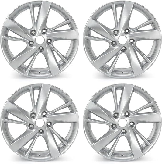 New 17''x7.5'' Aluminum Alloy Replacement for OE Wheel Rim Compatible with Nissan-Altima 2013-2016, Silver, 62593, PCD 5x114.3, Set of 4