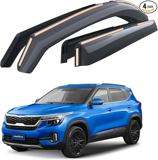 Goodyear Shatterproof in-Channel Window Deflectors for Kia Seltos 2021-2026, Rain Guards, Window Visors for Cars, Vent Deflector, Car Accessories, 4 pcs - GY007951