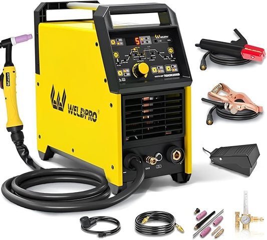 Weldpro TIG Welder AC/DC 200A with Pulse, Aluminum TIG Welder 110V/220V with TIG Torch AC TIG/DC TIG/AC PULSE TIG/DC PULSE TIG/Stick 5 in 1 MultiProcess Welding Machine with Foot Pedal