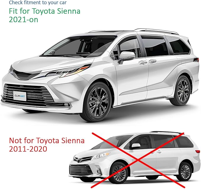 CLIM ART in-Channel Incredibly Durable Rain Guards for Toyota Sienna 2021-2026, Original Window Deflectors, Vent Window Visors, Vent Deflector, 4 pcs. - 410279