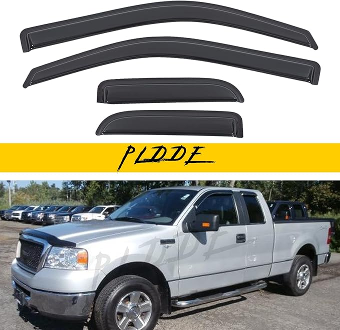 Window Visor Rain Guards Compatible with 2004-2014 Ford F-150 SuperCab/Extended Cab Window Wind Deflectors Vent Visors Shades for Truck Accessories Tape-On(No-Drill) 4pcs
