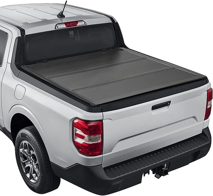 Kikito HTL Truck Bed Tonneau Cover Compatible with 2022-2025 Ford Maverick 4.5ft (54.4") w/Track System Low-Profile Style FRP Hard Folding No-Drill 100% Bed Access