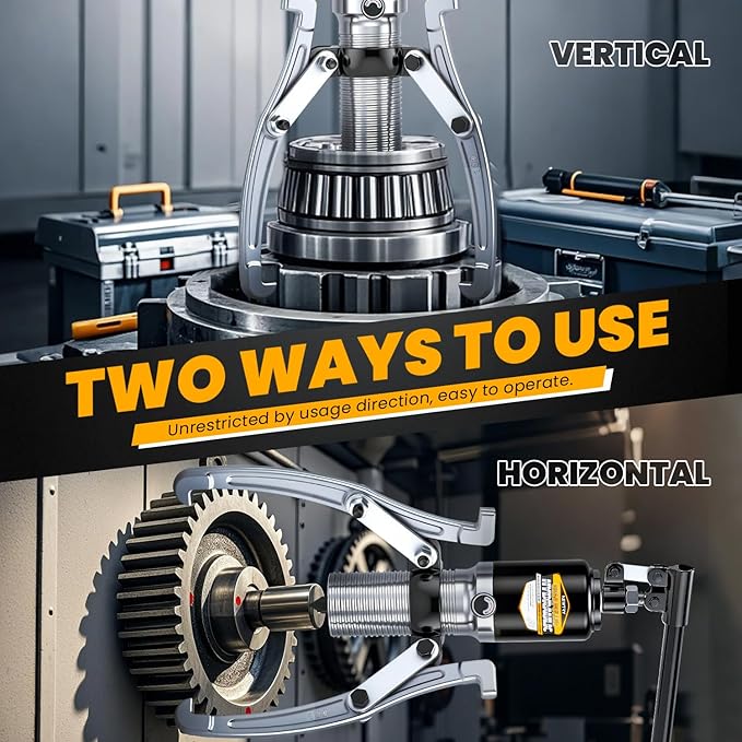 NEWTRY 20 Ton Hydraulic Gear Puller Wheel Bearing Pulling Separator 2 or 3 Adjustable Jaw Puller Vertically & Horizontally, Heavy Duty Mechanical Repair (Black)