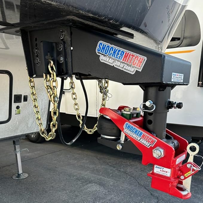 Shocker Quick Air® 5th Wheel to Gooseneck Air Hitch & Shift Lock Coupler Conversion Kit, Fits Lippert 1621 0719 & RhinoBox - 24,000 lbs GTW