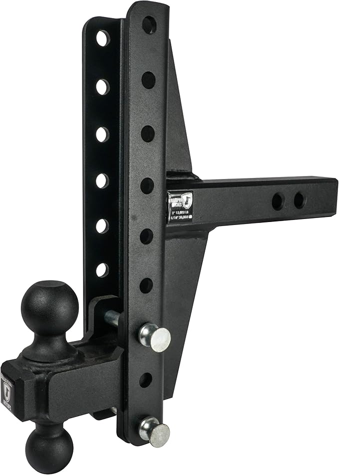 BulletProof Hitches - 2.0" Adjustable Extreme Duty Trailer Hitch (30,000 lb. Rating) - Offset 4" & 6" Drop/Rise with 2" and 2 5/16" Dual Ball - Powder Coat, Solid Steel, Corrosion-Resistant