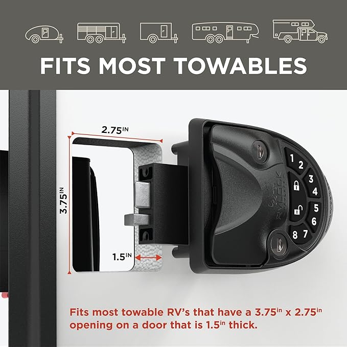 RVLOCK V4 Premium Metal RV Door Lock with Keypad and Remote, Secure and Convenient Keyless Camper Door Lock Replacement, Durable Replacement for Trailers, Patented Security Technology