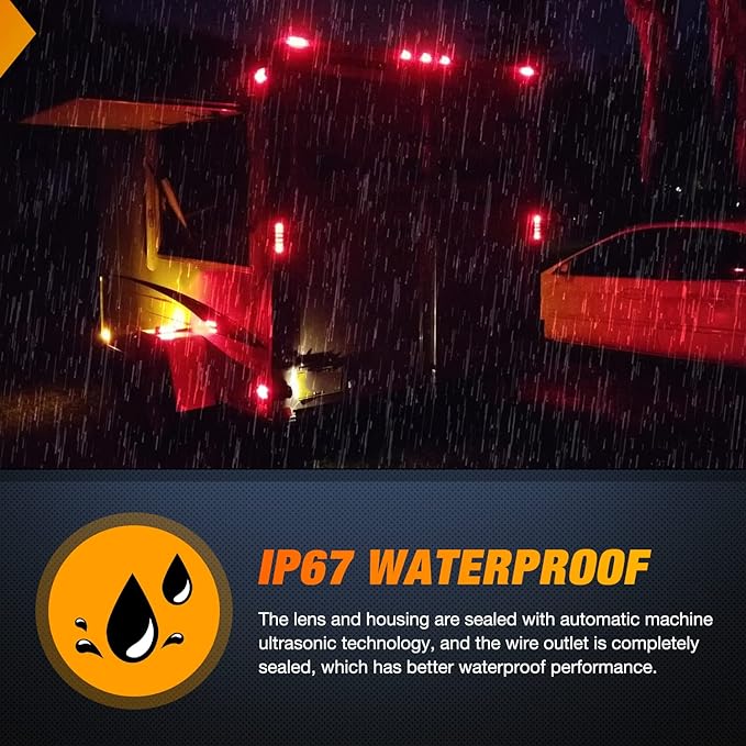 Nilight 6 Inch Oval Red White LED Trailer Tail Light 4PCS Waterproof Stop Brake Turn Reverse Back Up Surface Mount Trailers Lights for Truck RV Boat Bus Lorry Van Caravan