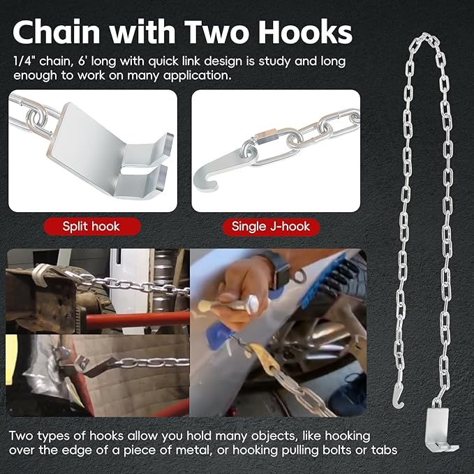 Sunluway 77175 Auto Body Alignment Bar Pulling Stick Tool 52in for Car Repair Bumper Hood Panel Deck & Bracket Dent Puller Stick Alignment Repair Tool Auto Body Dent Repair Tool with Chain