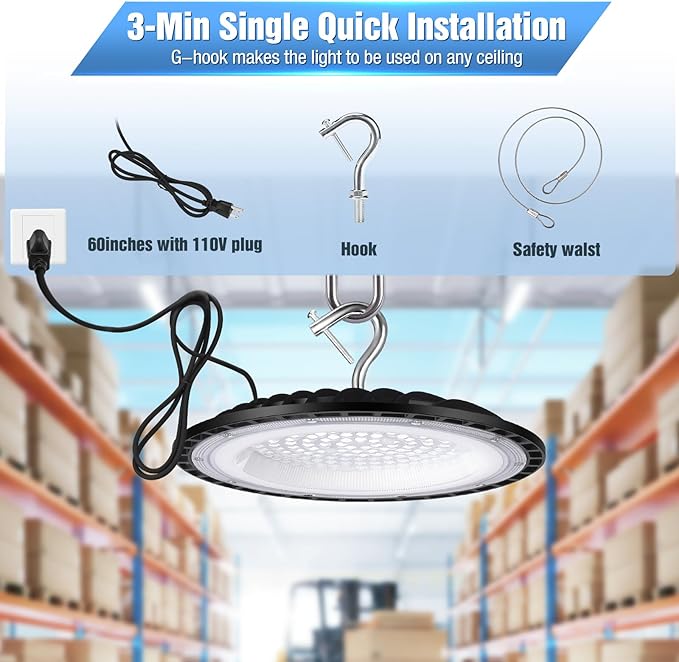 12 Pack 150W UFO LED High Bay Lights,IP66 Waterproof,120VAC,21000LM 5000K Daylight, 660W MH/HPS with Plug Commercial Bay Lighting for Barn,Gym,Factory,Warehouse,Shop,Workshop,Gym