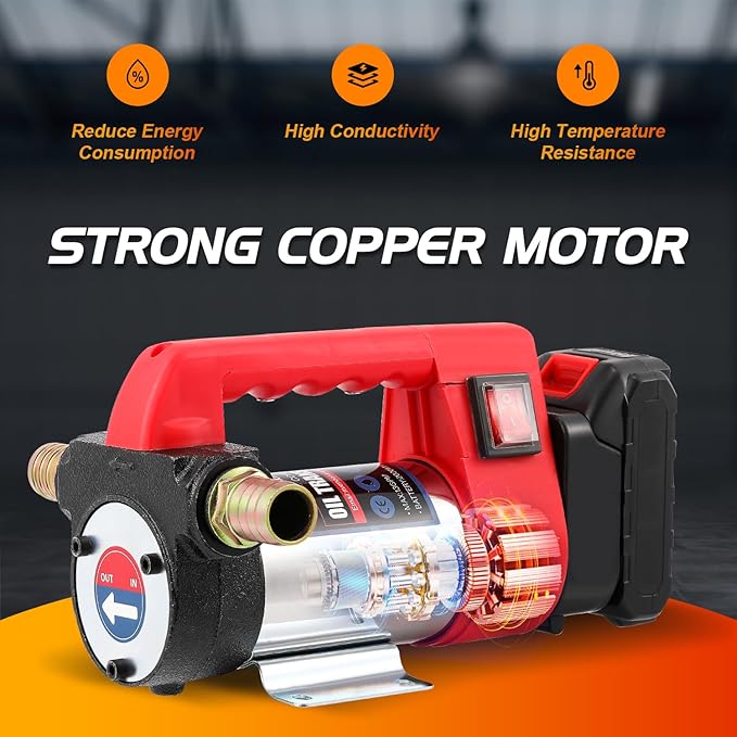 Mxmoonant 12GPM Cordless Diesel Transfer Pump, Electric Oil Change Pump, Portable Self Priming Fuel Transfer Pump, with Two 2000mAH Lithium Battery, for Kerosene Boat Truck