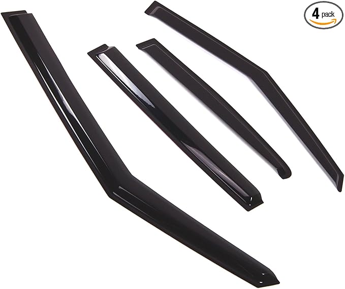 TuningPros Outside Mount Window Vent Visors Rain Guards Compatible with Hyundai Veloster 2011-2016 | Side Window Wind Deflectors Rain Shields | Smoke Tinted, 4 Pcs Set, DGWV-805