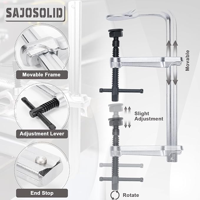 Welding Clamps Heavy Duty for Metal Working, Piping & Woodworking, 1100 Kg/2400 Lbs Heavy-Duty Load Capacity, Max Opening: 12 Inch, w/Replaceable Swivel Pads, Throat Depth 5-1/2 Inch