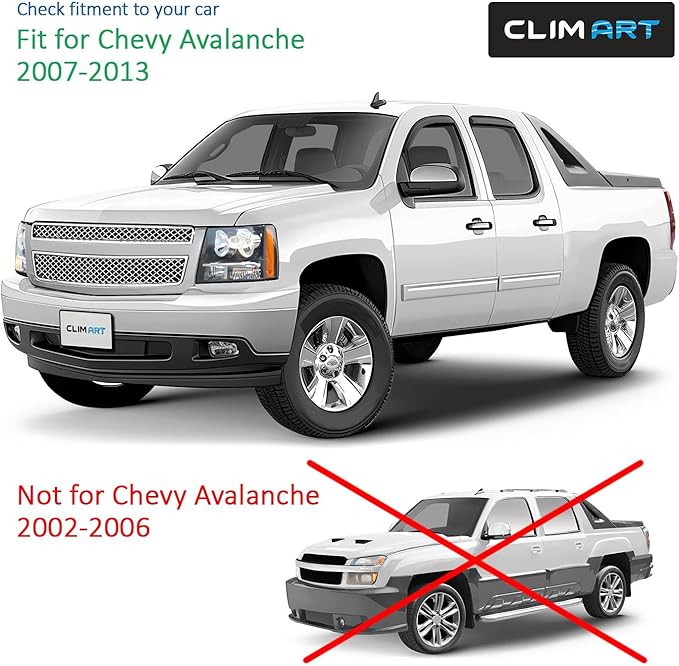 CLIM ART in-Channel Incredibly Durable Rain Guards for Chevrolet (Chevy) Avalanche 2007-2013, Original Window Deflectors, Vent Window Visors, Vent Deflector, 4 pcs. - 607179