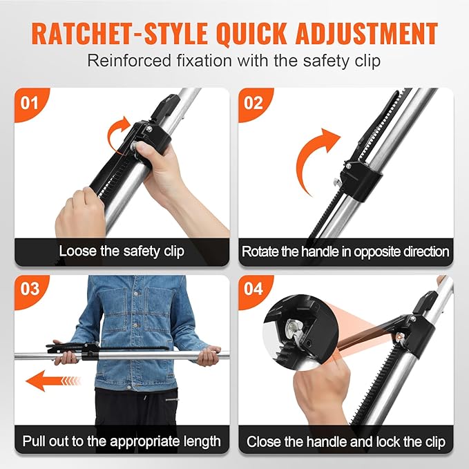 VEVOR Cargo Bar, Ratcheting Cargo Bar Adjustable from 89" to 104", Heavy-duty Steel Cargo Stabilizer Bar with 309 lbs Capacity, Truck Bed Load Bar for Pickup Truck Bed, Trailer, Semi Trailer (4 pcs)