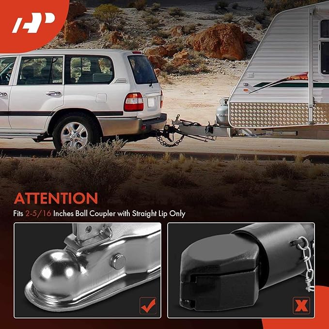 A-Premium Trailer Hitch Locks, 2 5/16 inches RV Trailer Coupler Lock, Ball Coupler, Adjustable Straight Tongue Trailer Coupler, 5.6KG Heavy Duty Lock (2.35KG Lock Ball) - with Straight Lip, with 2 key
