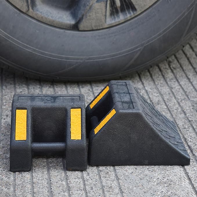 Heavy-Duty Rubber Wheel Chocks, Ergonomic Portable Durable Wheel Chock with Handle, Wheel Wedge, Wheel Stopper for Cars, Motorcycles, Travel Trailers (Small - 8Pack)