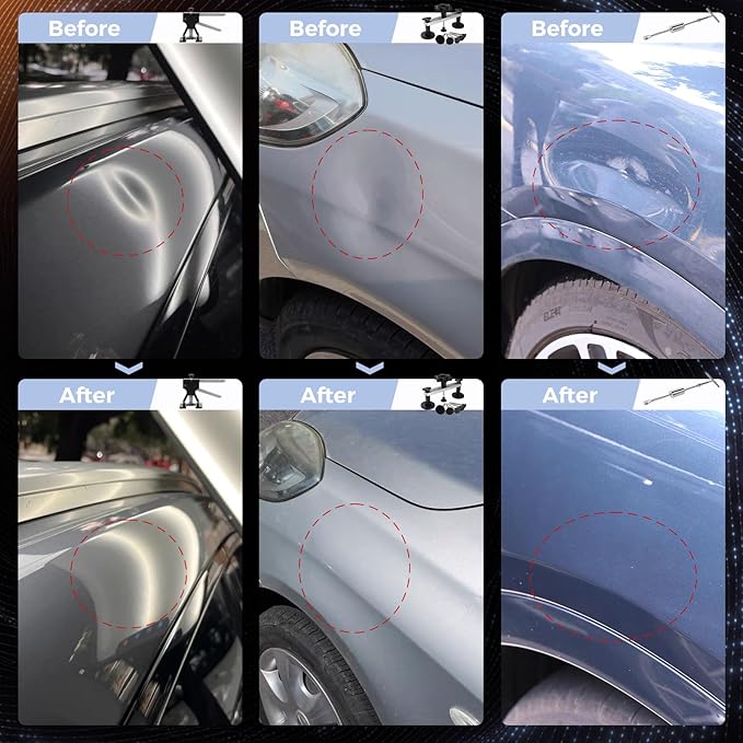 Paintless Dent Removal Kit Car Dent Puller Tools with Slide Hammer, Dent Lifter and Bridge Puller, Dent Remover Tool for Hail Damage,Small & Large Dents on Cars Motorcycles Fridges