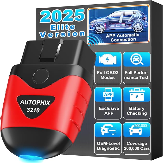 AUTOPHIX 3210 OBD2 Scanner Bluetooth, Wireless Code Reader for Car - Check Engine Light & Battery - Easy DIY Car Diagnostic Scanner Tool for 1996+ Vehicles, No Subscription Fee for iPhone & Android