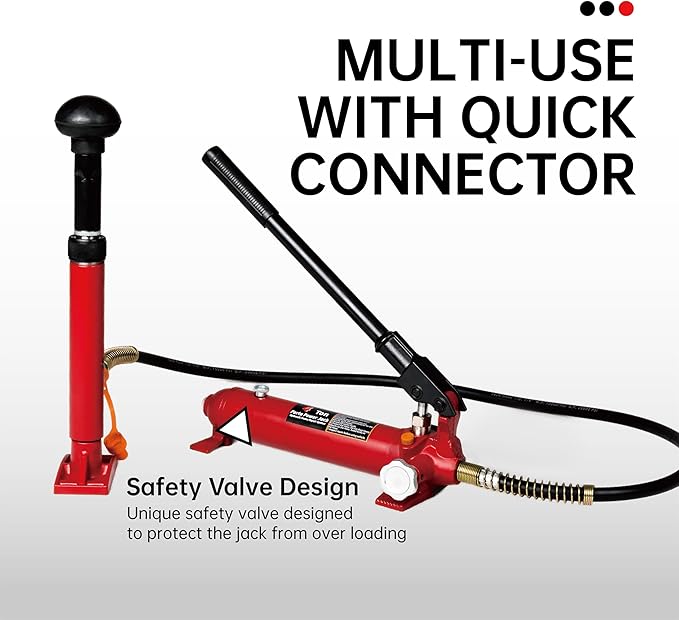 4 Ton (8800 lbs Capacity) Porta Power Jack Hydraulic Ram Auto Body Frame Collision Repair Kit Set, 16-Pcs, with Blow Mold Carrying Case for Cars, Trucks, SUVs & More