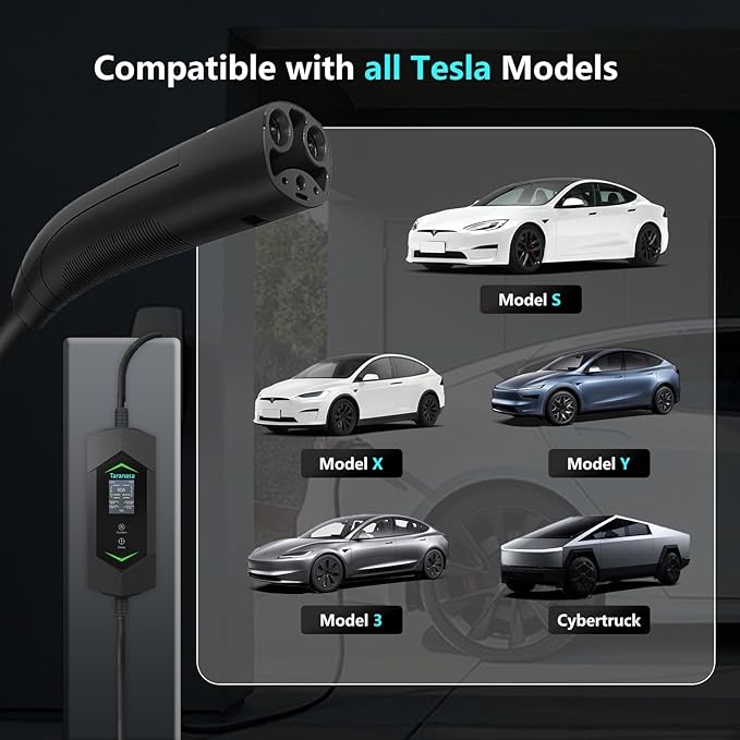 Level 2 Tesla Charger, Fast 40A 240V EV Charger, Portable Mobile NACS Connector, ETL Listed Home Wall Charger for Tesla Model Y/3/S/X with NEMA 14-50 Plug, 20ft Cable w/Holder