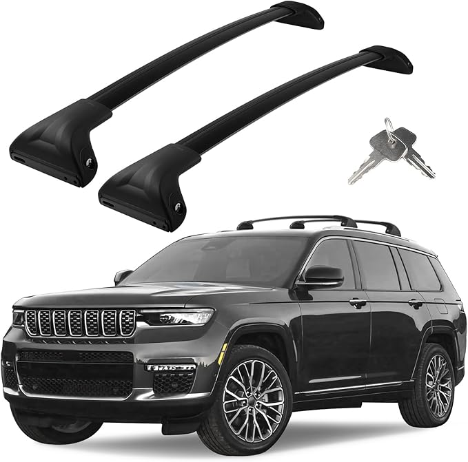 Roof Rack Cross Bars Compatible with Jeep Grand Cherokee L 2021-2025 & Grand Cherokee WL 2022-2025, Adjustable Aluminum 300LBS Anti-Theft Lock Cargo Carrier Rooftop Crossbar for Bike,Snowboard,Luggage