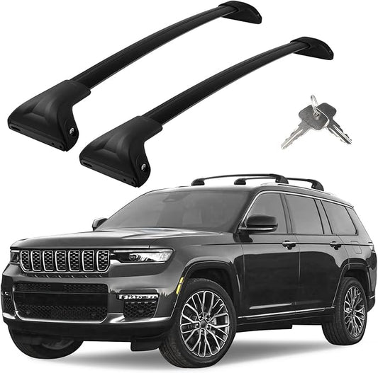 Roof Rack Cross Bars Compatible with Jeep Grand Cherokee L 2021-2025 & Grand Cherokee WL 2022-2025, Adjustable Aluminum 300LBS Anti-Theft Lock Cargo Carrier Rooftop Crossbar for Bike,Snowboard,Luggage